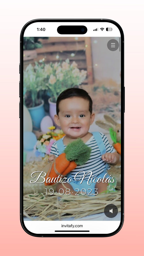 Invitación Bautizo Premium Minimalista + RSVP